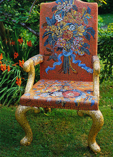 Coral Mosaic Tapestry Chair